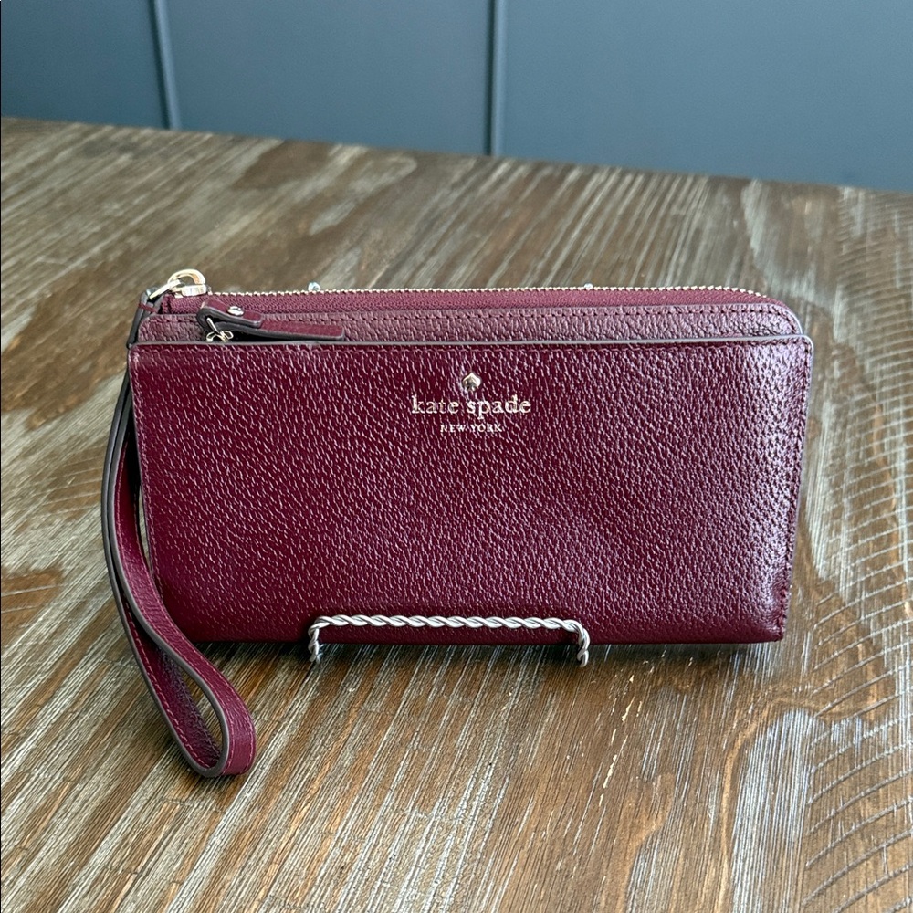 Kate Spade Burgundy Large Continental Wallet Wristlet